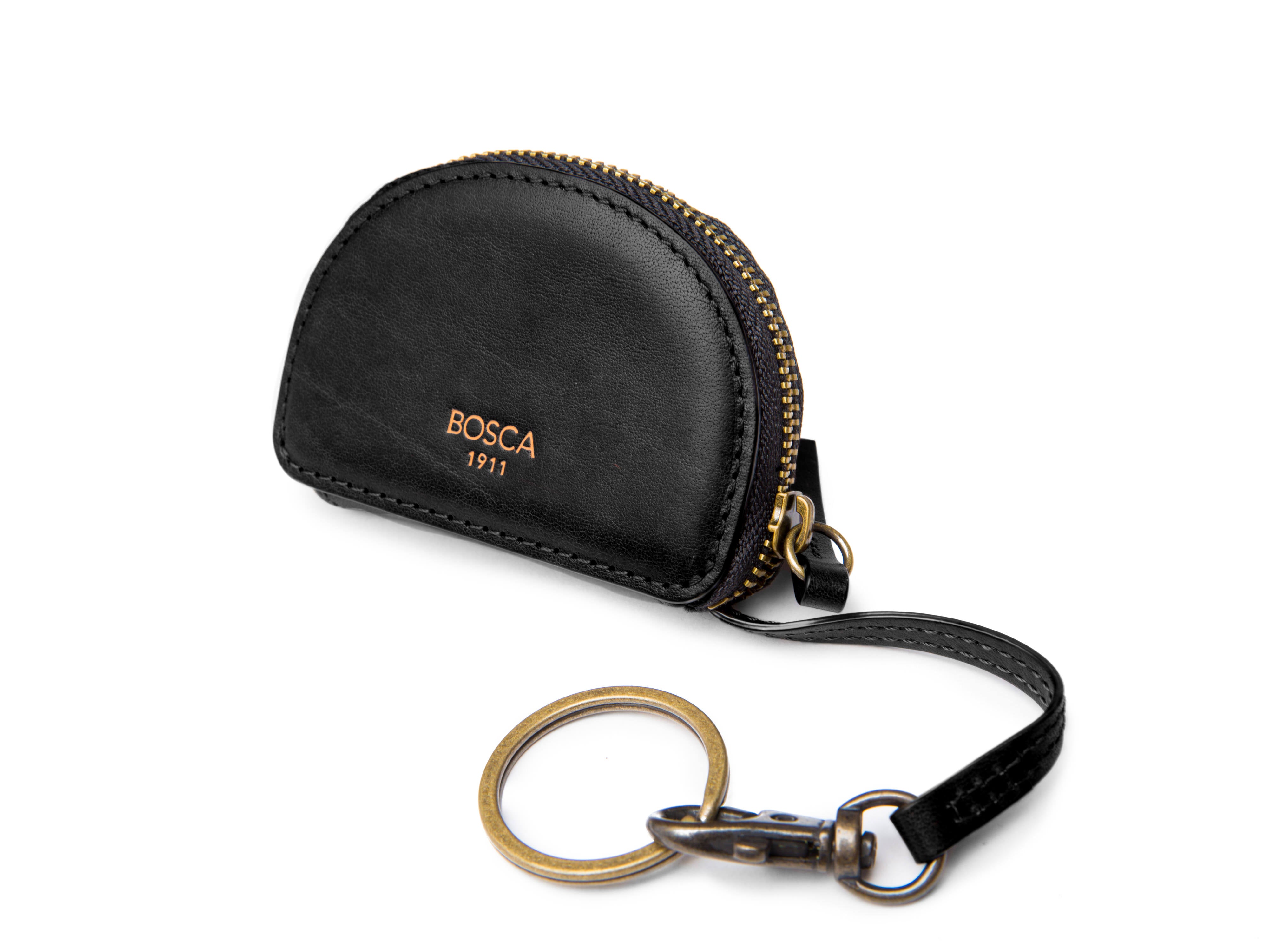 Oroton Round Keychain Pouch Leather Bag Charm Oroton Black In